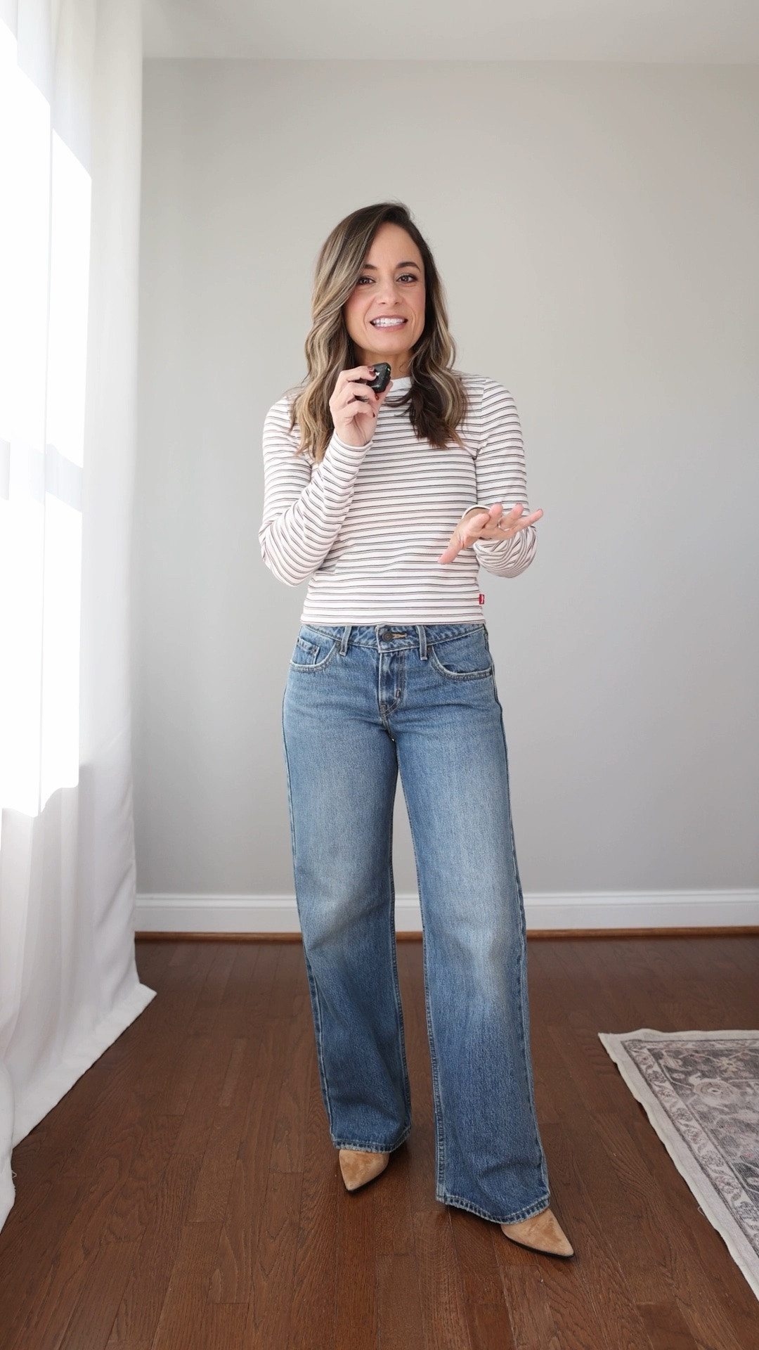Three pairs of jeans from @levis and how they fit me at 4’10” without any alterations! #LevisLTKPartner 

Low Loose Jeans in Rescued City Wash: 24 x 30” 

30” inseam 9 ⅛” rise  I’m wearing with a heel. (True to size, no stretch denim) 

501 ‘90s Ankle Jeans in Sweetest Taboo Wash: 23 x 27”

27” inseam 9.5” rise  (size down, no stretch denim)

725 Kick Boot Jeans in Power Move: 25 

27” inseam 10 ¼” rise  (size up, stretch denim)

Top: xs

#LTKPetite