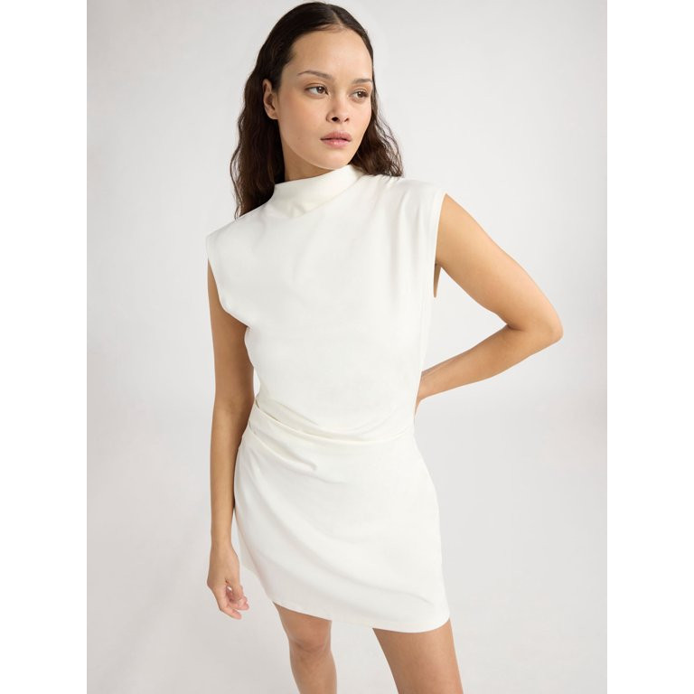 Scoop Women’s and Women's Plus Mock Neck Side Pleated Dress, Sizes XS-4X | Walmart (US)