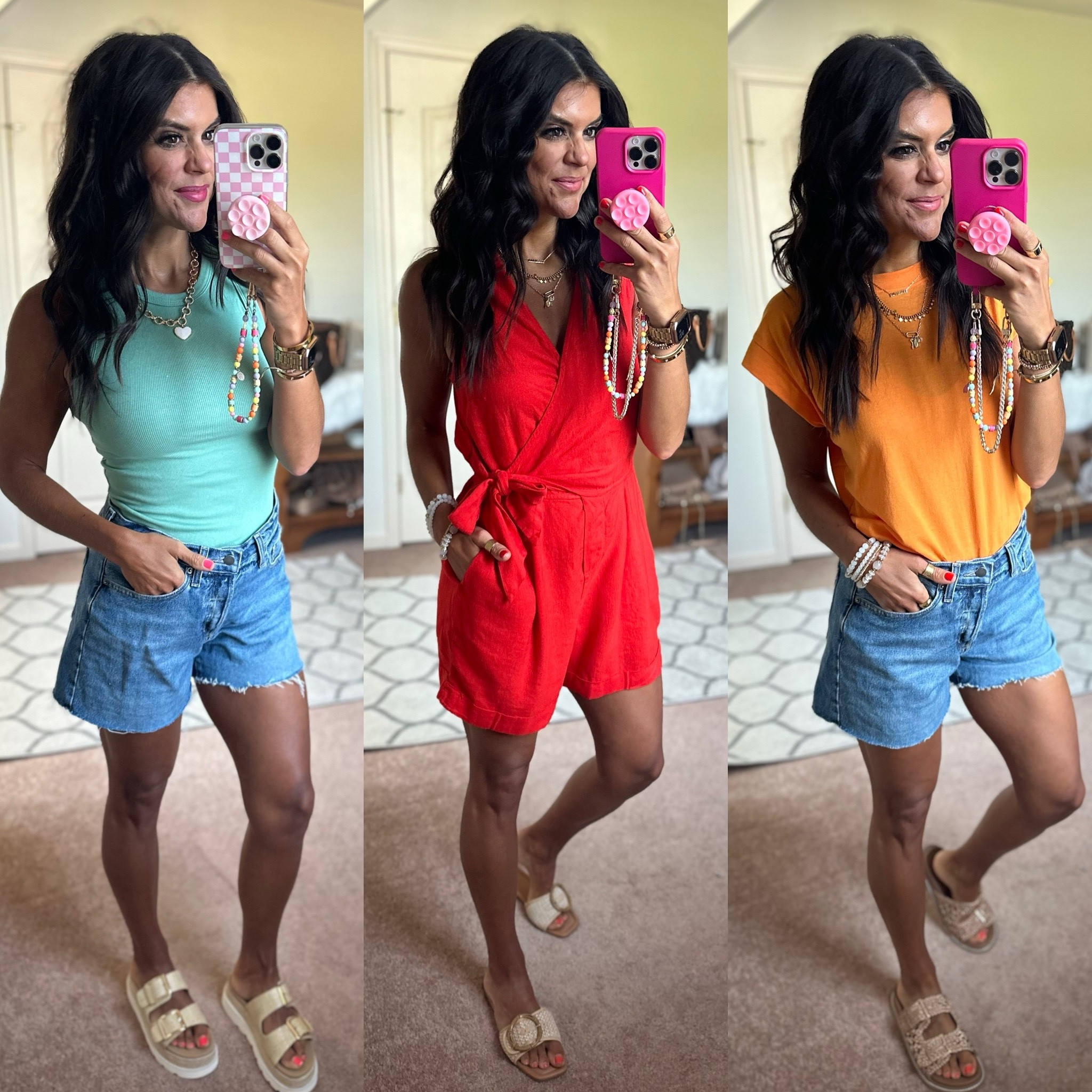 All of my Target favorites on SALE! 
Size xs in tank and tee
Size small in romper 
Size 4 in shorts (could have stayed tts and done size 2)
Size up half size in sandals minus the middle ones

#LTKStyleTip #LTKSummerSales #LTKFindsUnder100