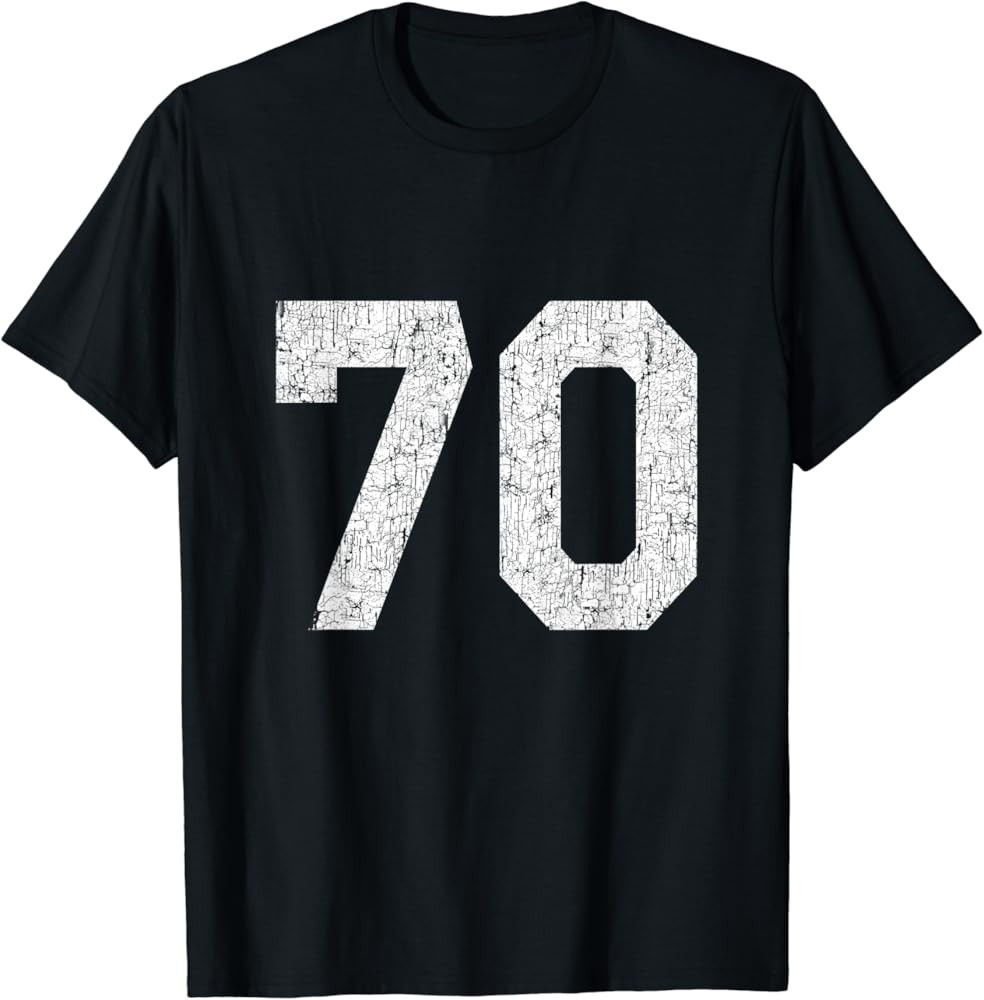 Jersey Uniform Number #70 Athletic Style Sports Graphic T-Shirt | Amazon (US)