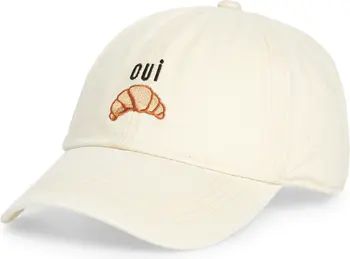 David & Young Oui Croissant Embroidered Cotton Baseball Cap | Nordstromrack | Nordstrom Rack