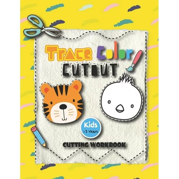 Trace Color Cutout Kids + 3 Years Cutting Workbook : Scissor skills, cutting workbook for prescho... | Walmart (US)