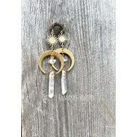 Crystal Earrings, Moon & Sun, Moonstone Bohemian Crescent Moon, Natural Quartz, Herkimer Diamond Amethyst | Etsy (US)