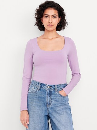 Fitted Double-Layer Scoop-Neck Top | Old Navy (US)