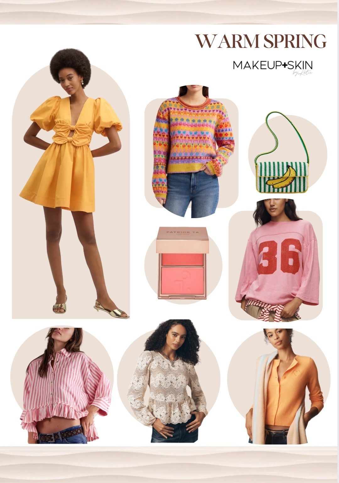 Warm Spring looks best in golden, sun-warmed colors that feel natural rather than loud. Peach, apricot, poppy red, warm greens, camel, and golden beige are easy wins. These colors give a healthy glow without overpowering. Skip icy pastels, cool pinks, charcoal, and stark black because they feel too heavy or cold.


#LTKootd #LTKSeasonal #LTKFindsUnder100