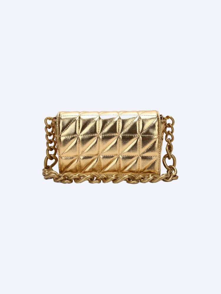 Metallic Quilted Flap Chain Square Bag | SHEIN