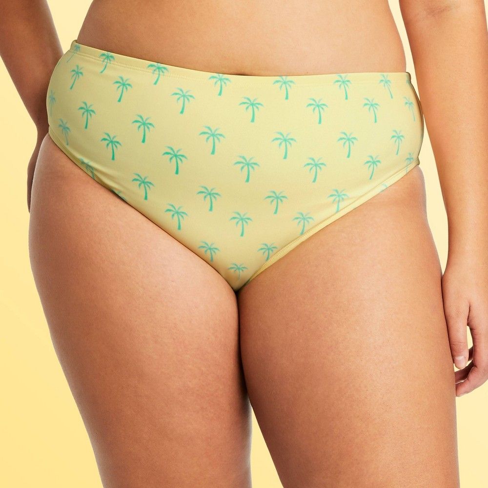 Women's Plus Size Palm Tree Bikini Bottom - Stoney Clover Lane x Target Light Yellow/Light Green 1X | Target