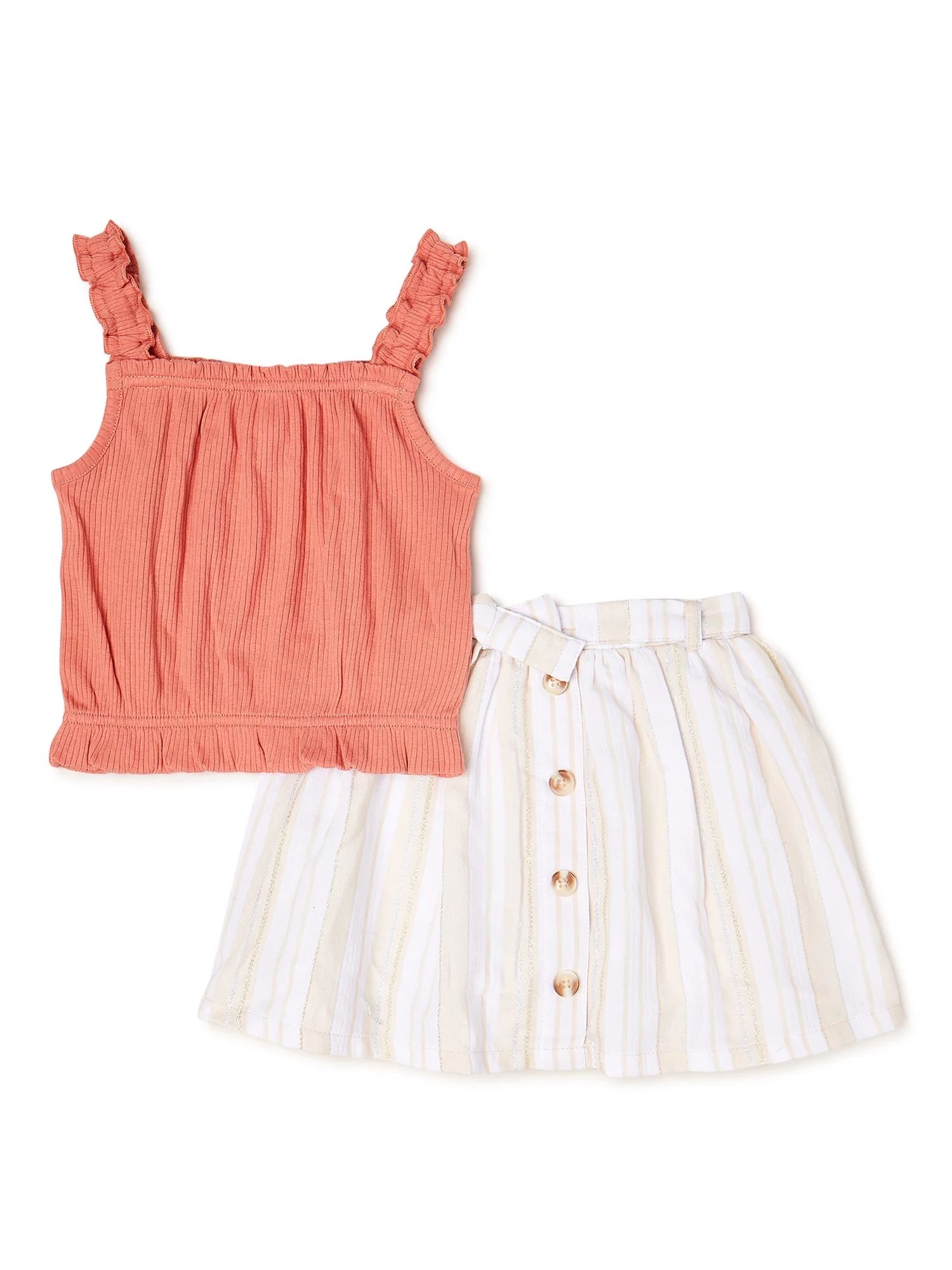 Wonder Nation Baby and Toddler Girls Skirt Set, 2-Piece, Sizes 12M-5T | Walmart (US)
