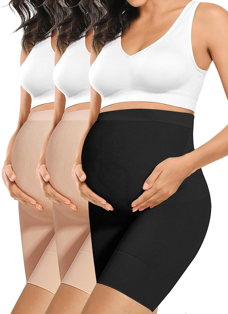 “Baby Bump” Premium Maternity Shapewear, High Waisted Mid-Thigh Pregnancy Underwear Prevent C... | Amazon (US)