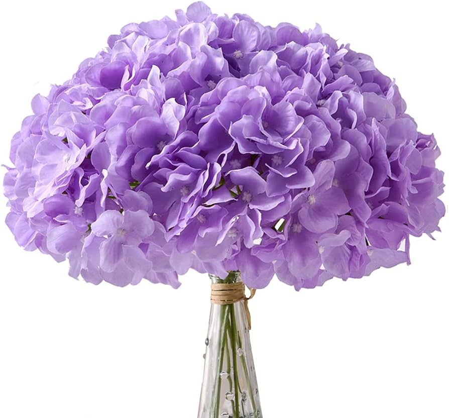 AVIVIHO Hydrangea Silk Flowers Heads Pack of 10 Lilac Full Hydrangea Flowers Artificial with Stem... | Amazon (US)
