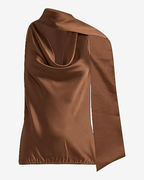 Satin Scarf Cowl Neck Tank | Express