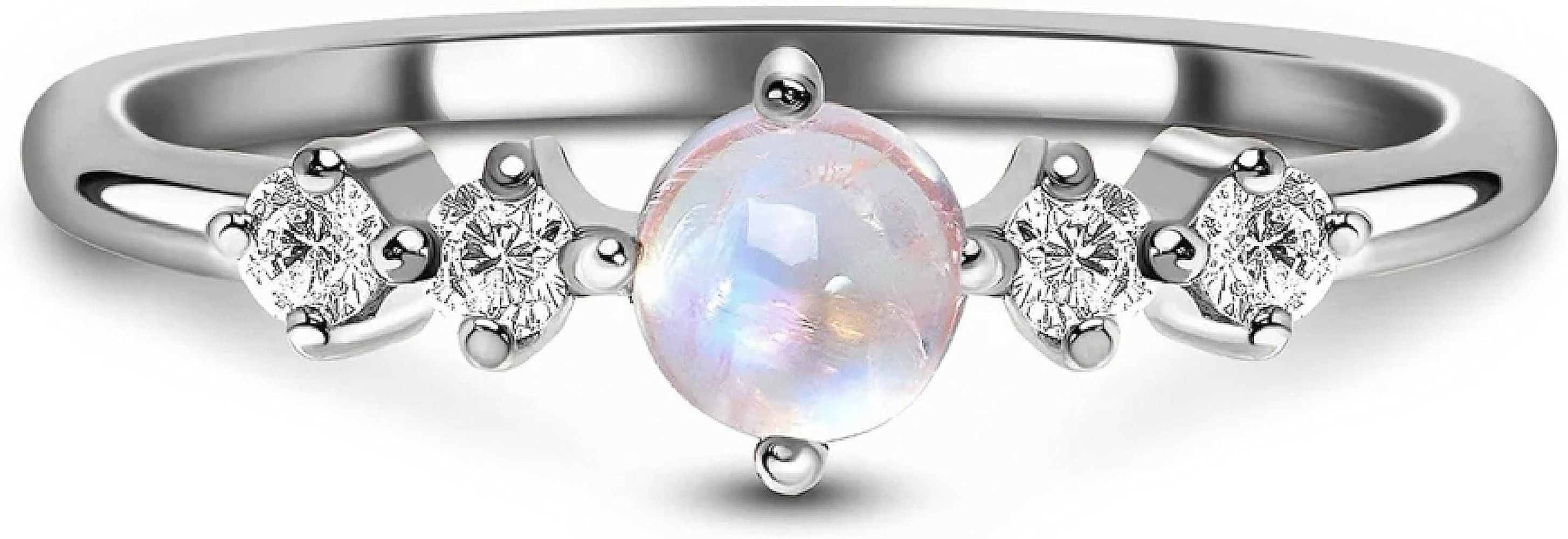 Moon Magic - Authentic Rainbow Moonstone Ring/Real 925 Sterling Silver - 18k Rose Yellow Gold Jun... | Amazon (US)
