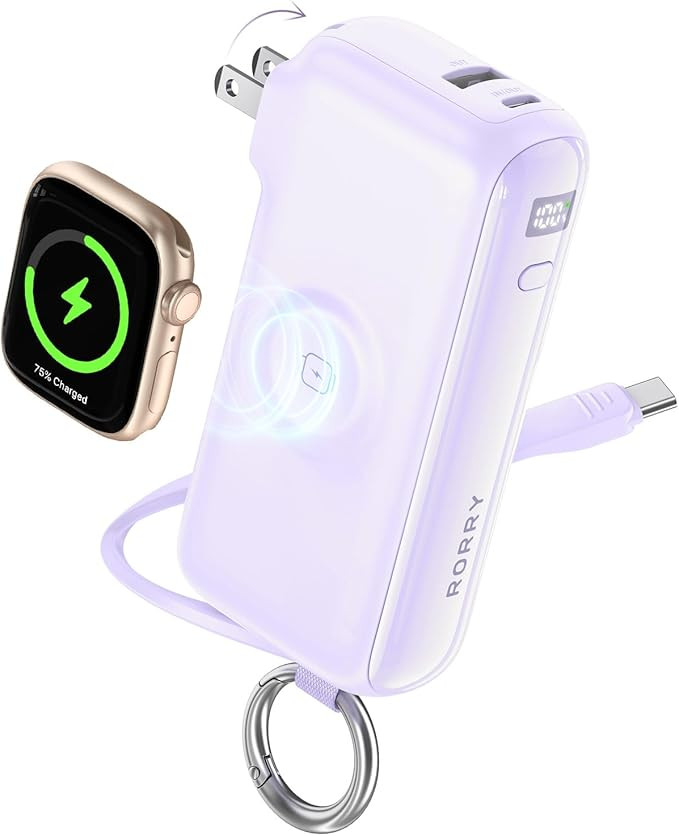 RORRY Flow Portable Charger, 10000mAh 40W Fast Charging Power Bank with Built-in USB C Cable and ... | Amazon (US)