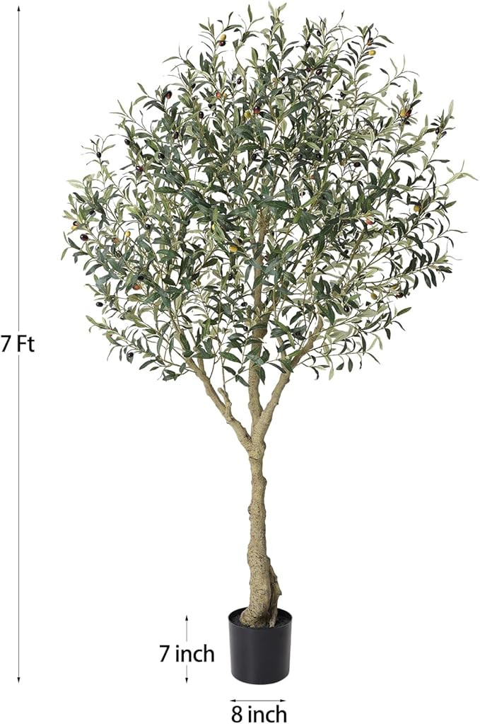 LOMANTO Olive Trees Artificial Indoor, 7Ft Artificial Olive Plants, Tall Faux Olive Tree, Fake To... | Amazon (US)