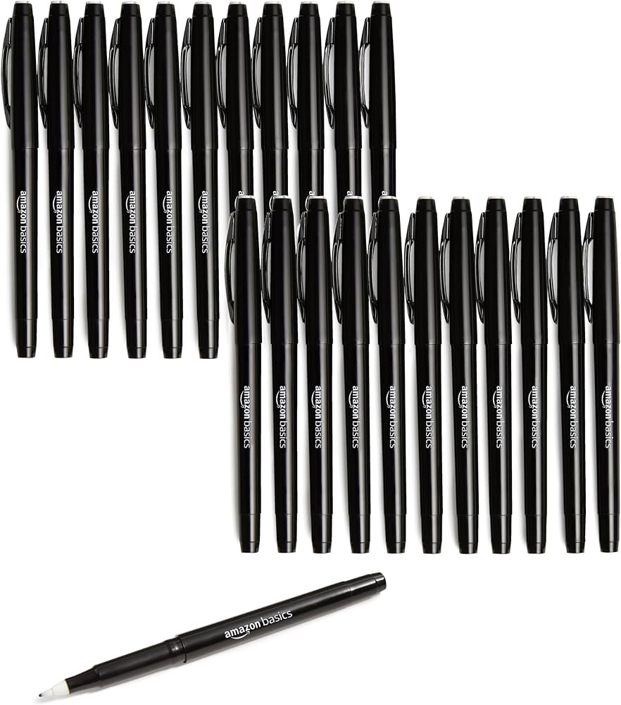Amazon Basics Felt Tip Marker Pens, Black, Smooth Writing, for Writing, Drawing, Journaling and N... | Amazon (US)