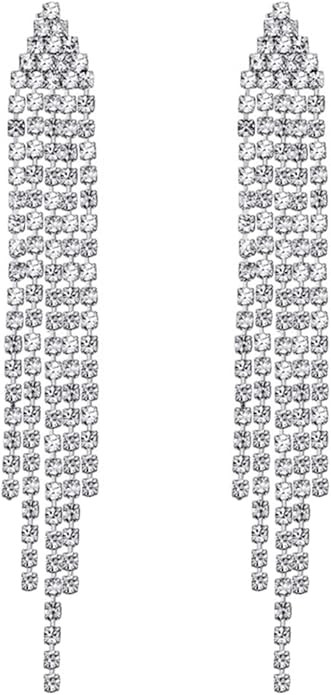 SELOVO Chandelier Tassel Dangle Linear Drop Earrings Party Jewelry Clear Austrian Crystal | Amazon (US)