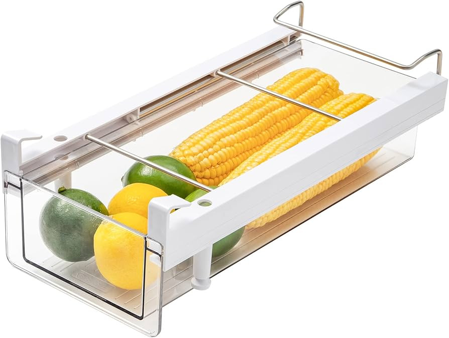 vacane Refrigerator Organizer Bins, Clear Plastic Fridge Drawer With Handle Pull Out Fridge Drawe... | Amazon (US)