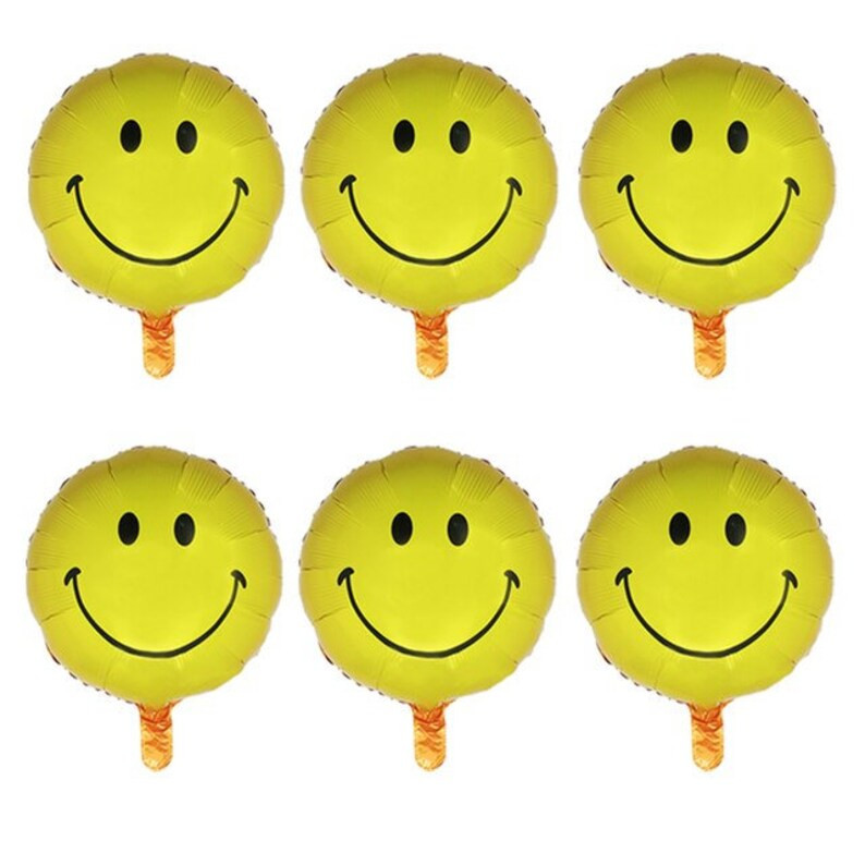 6pcs Yellow Smiley Foil Balloons, 18inch Round Smile Playground Park Baby Shower Ballon, Toys Wed... | Etsy (US)
