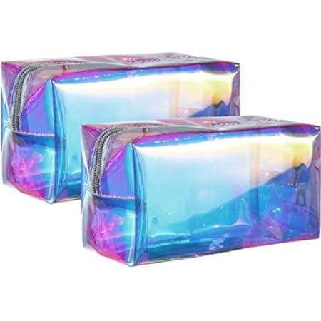 F-color Holographic Makeup Bag - Clear Makeup Bag for Women - Travel Clear Cosmetic Bag - Waterproof | Amazon (US)