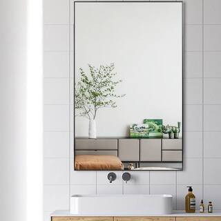 NEUTYPE 35 in. W x 59 in. H Large Rectangle Metal Framed Modern Wall Bathroom Vanity Mirror JJ009... | The Home Depot