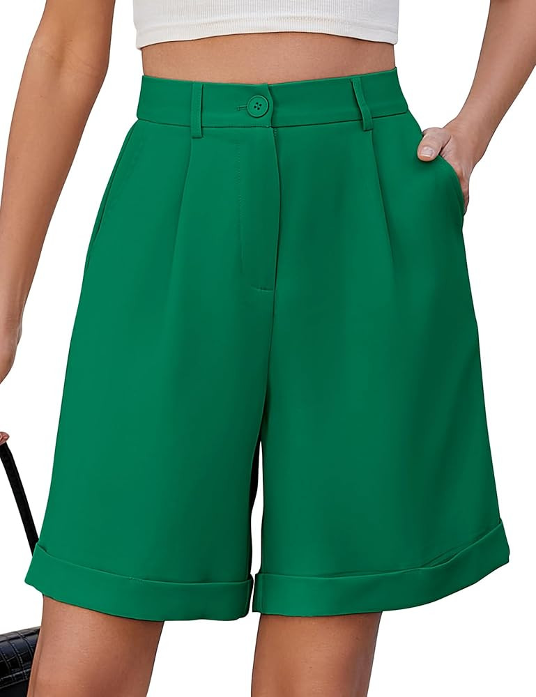 BBX Lephsnt Summer Bermuda Shorts for Women 2025 Trendy Elastic High Waisted Wide Leg Shorts Work... | Amazon (US)