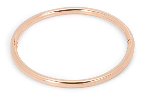 Womens Bangle Bracelet - 7" Rounded Rose Gold, Yellow Gold & Silver Stackable Hinged Stainless Steel | Amazon (US)