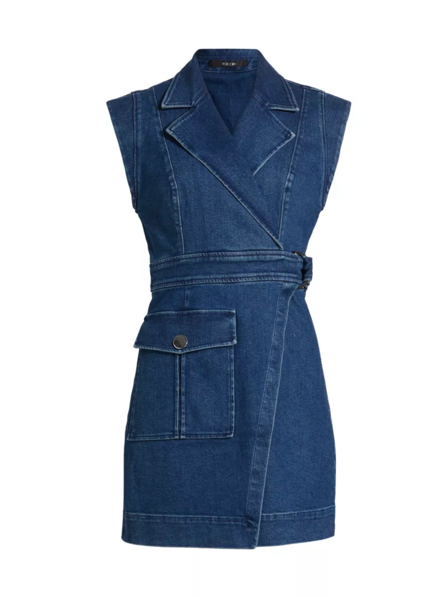 Everly Denim Safari Wrap Minidress | Saks Fifth Avenue