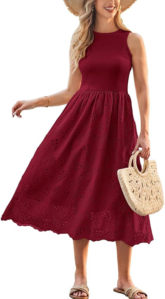 GRACE KARIN Women's Summer Sleeveless Tank Dress A Line Midi Dress Cotton Crewneck Casual Holiday... | Amazon (US)