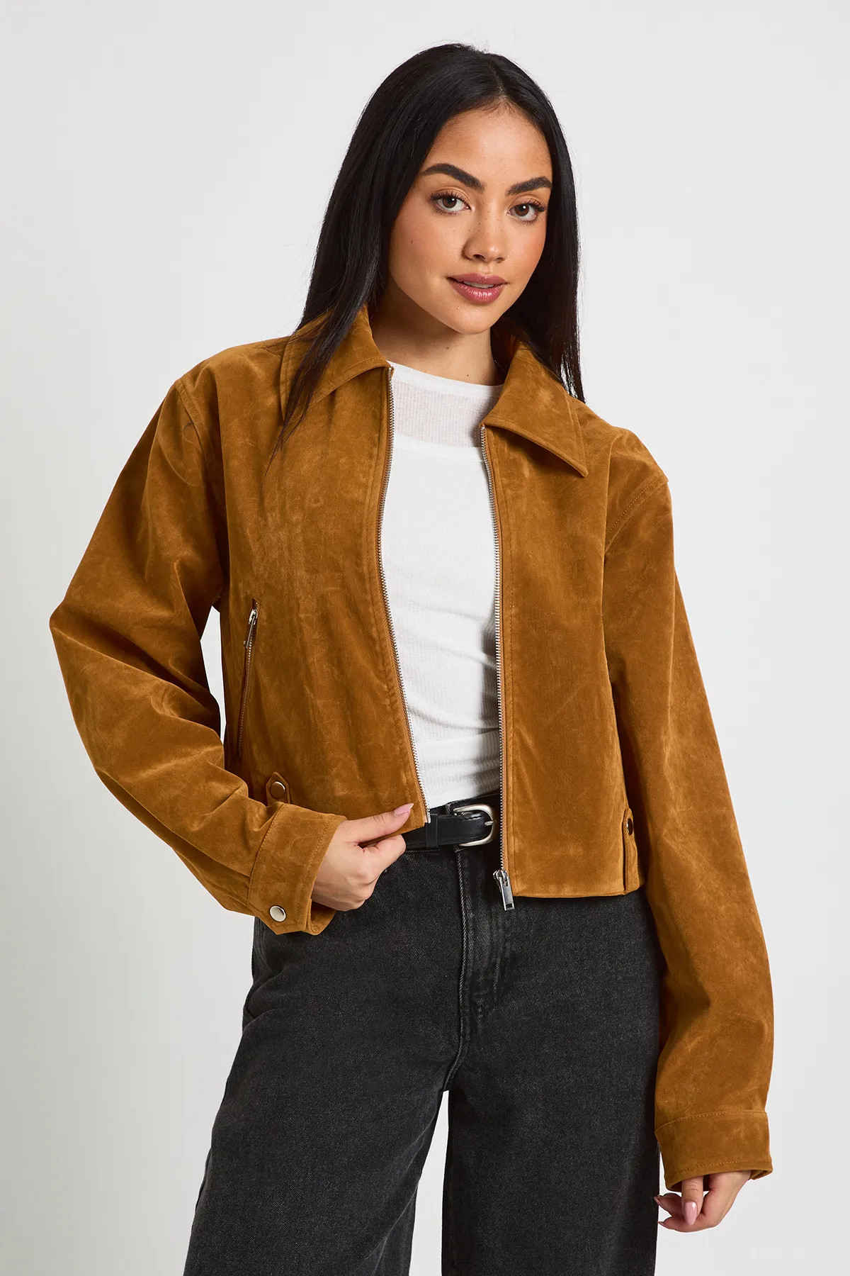 Suede Look Zip Jacket | boohoo (US & Canada)