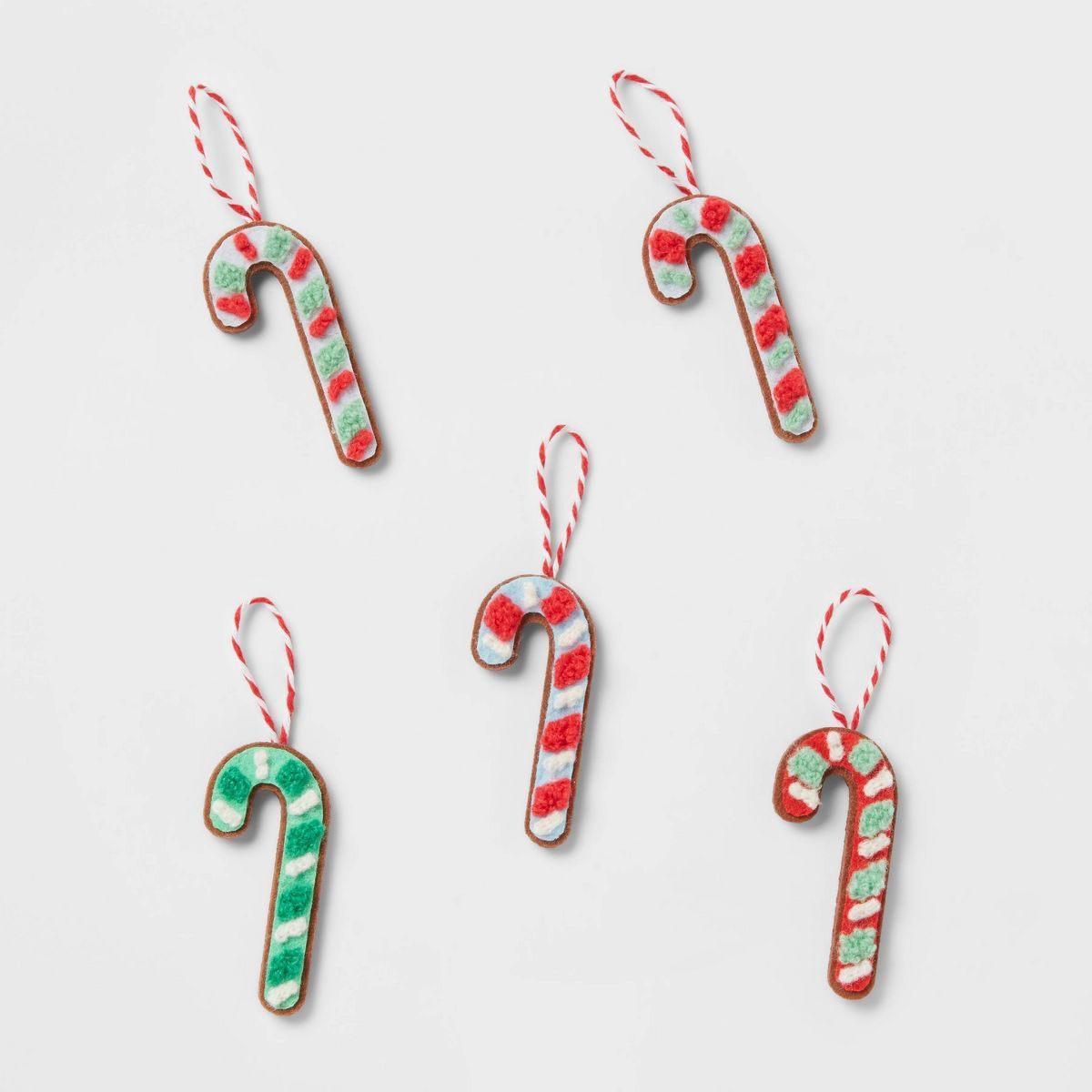 Fabric Candy Cane Christmas Tree Ornament Set Red/White/Green 10pc - Wondershop™ | Target