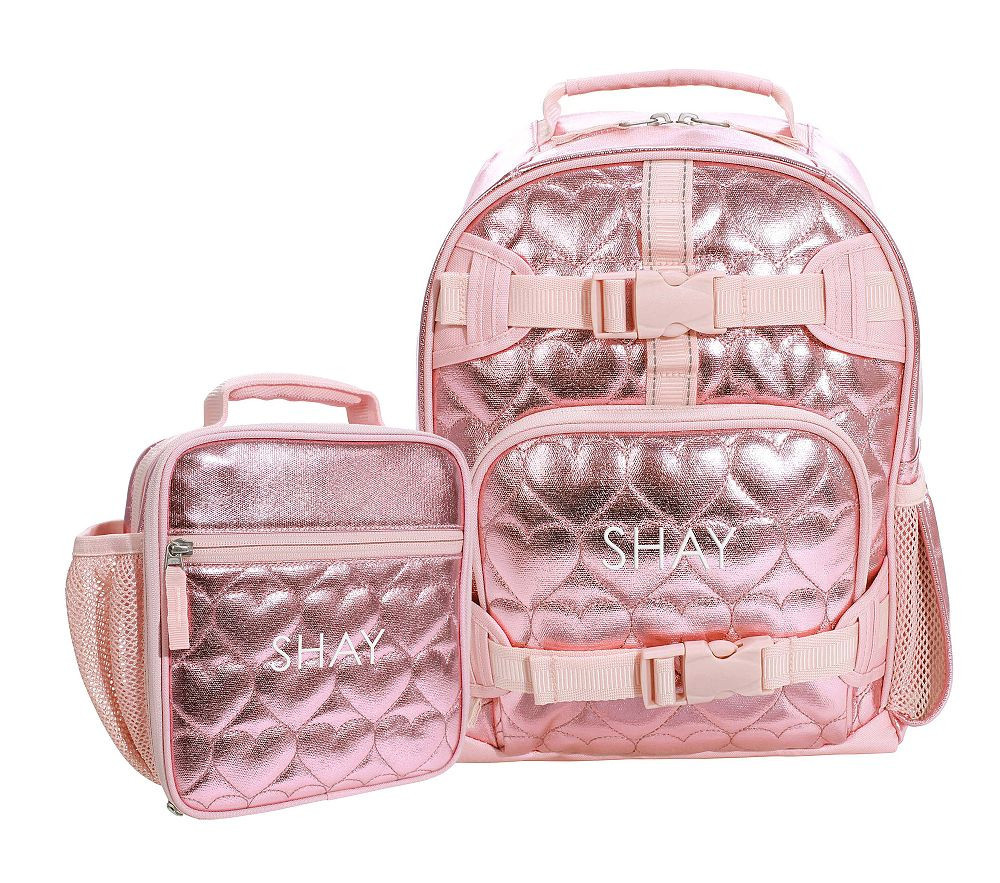 Pink Metallic Hearts Backpack Bundle: Small Backpack, Classic Lunch | Pottery Barn Kids