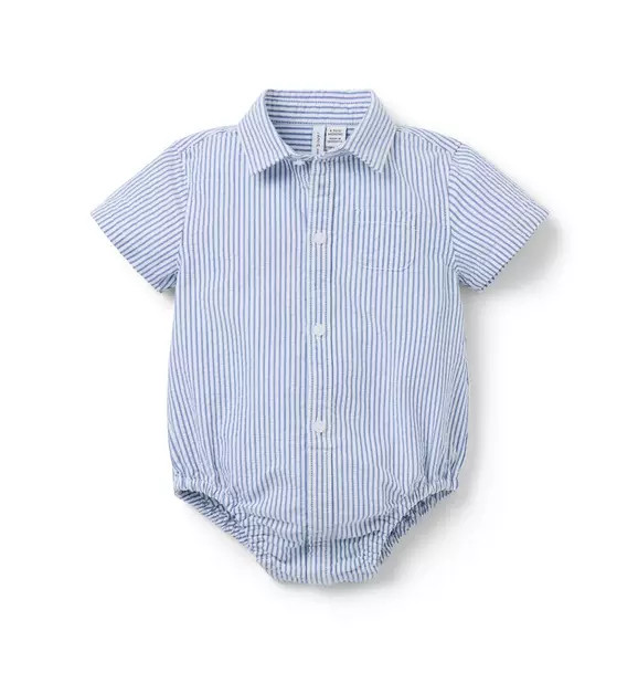 Baby Striped Seersucker Collared Bodysuit | Janie and Jack