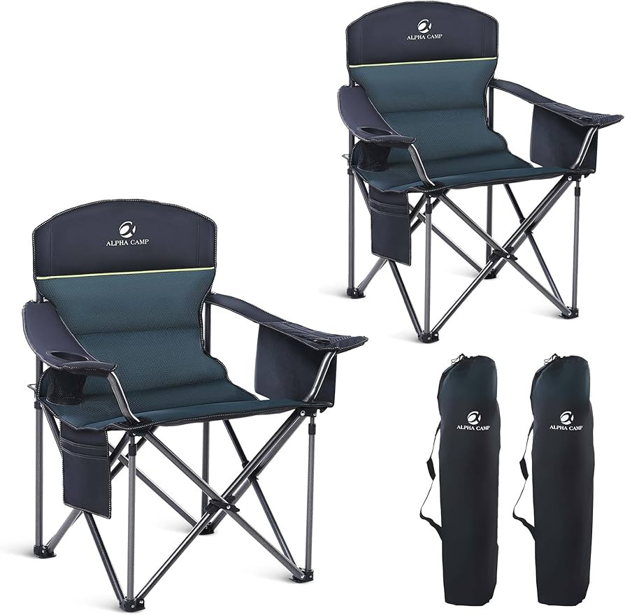 LET'S CAMP Oversized Folding Camping Chair Portable Outdoor Heavy Duty Padded Chairs Lawn Chair w... | Amazon (US)