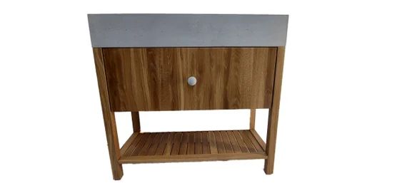 Wood Cabinet With Concrete Sink Oak Bathroom Vanity Cabinet | Etsy | Etsy (US)