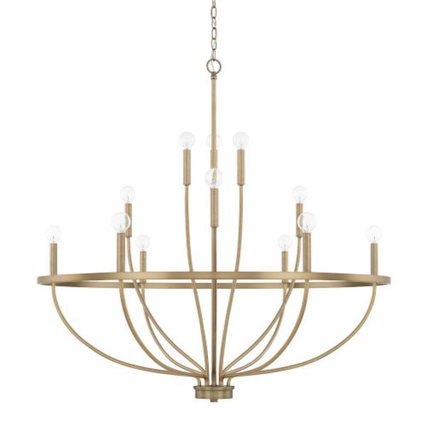 HomePlace Greyson Aged Brass 40-Inch 12-Light Chandelier | Bellacor