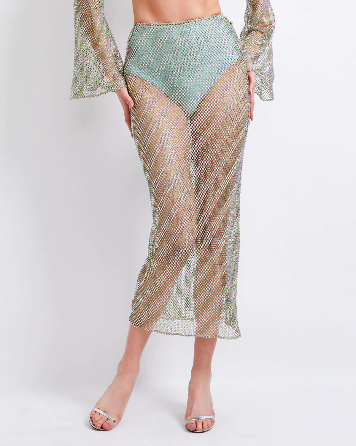 Rhinestone-Netted Midi Skirt (FINAL SALE) | PatBO