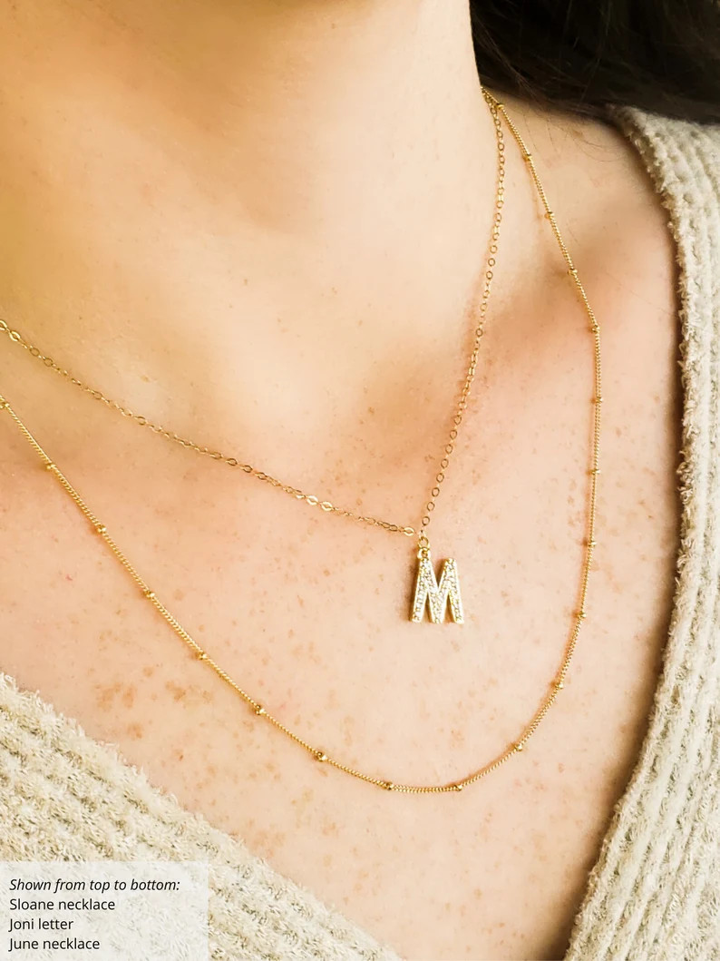 Slide-on Letter Charms Classic Gold Micro Pave Initial Pendant for Name Necklace Diamond CZ Alpha... | Etsy (US)