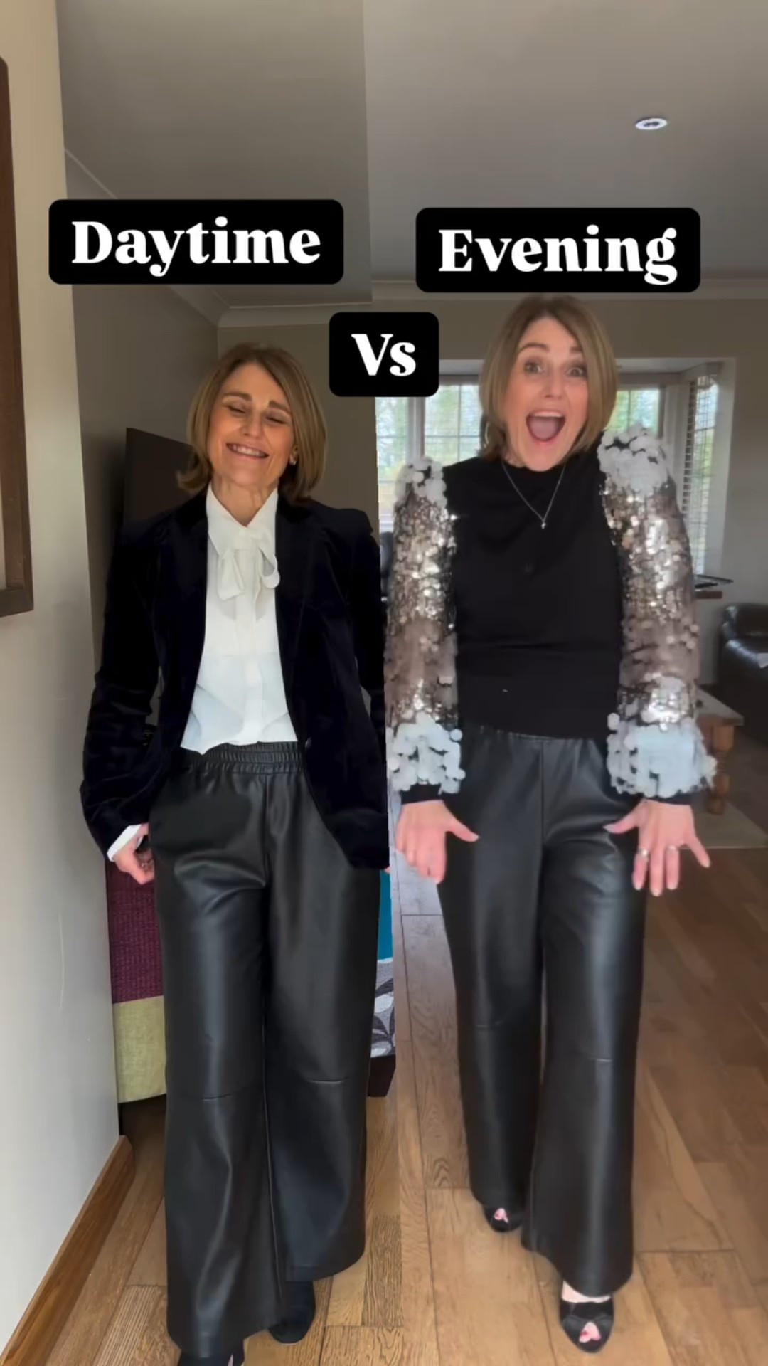 Quick swap….day to evening outfits

Rushing from a day working to an evening event at this time of year can be stressful, here’s a simple outfit change;

1. Swap the shirt for sparkly top
2. Change the shoes for a heeled sling back

How easy is this?

#thepocketstylist #personalstylist #personalstyling #stylist
