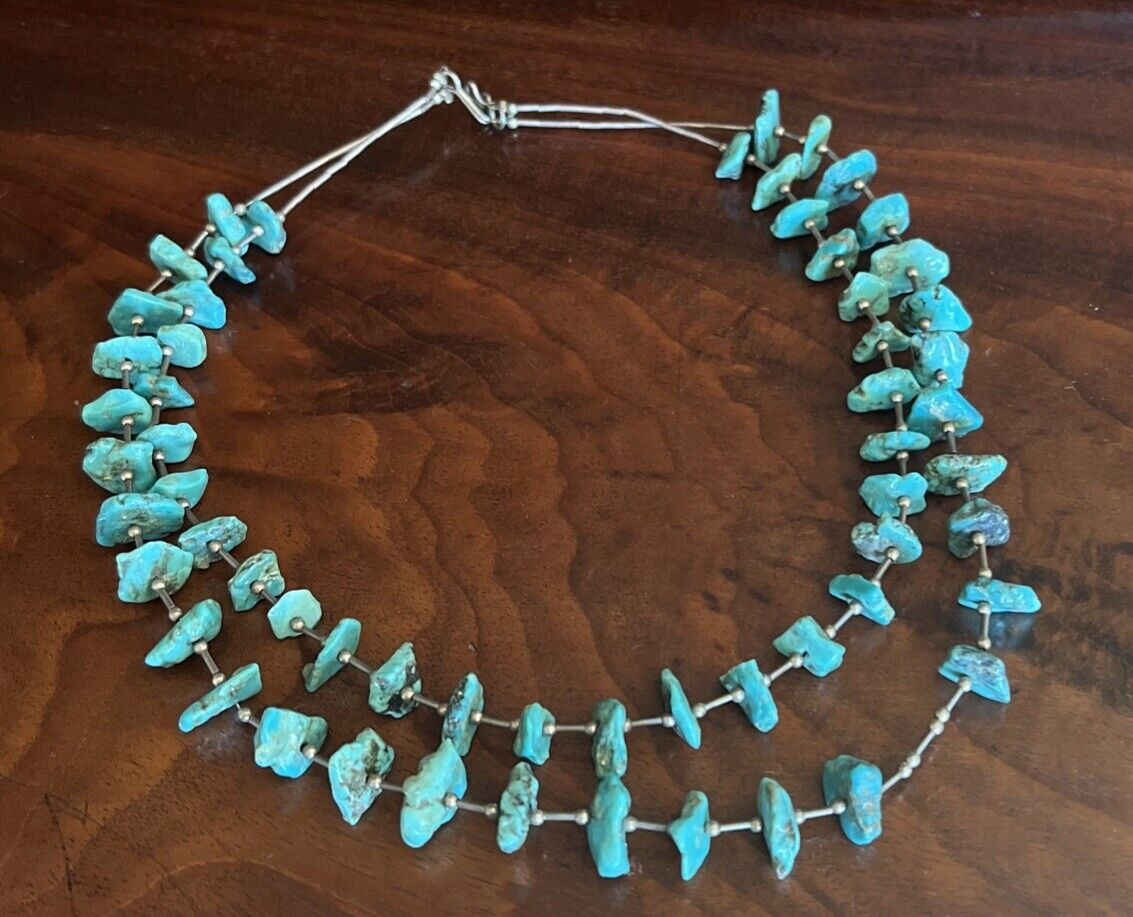 Vintage Navajo Necklace Sterling Silver and Turquoise | eBay US