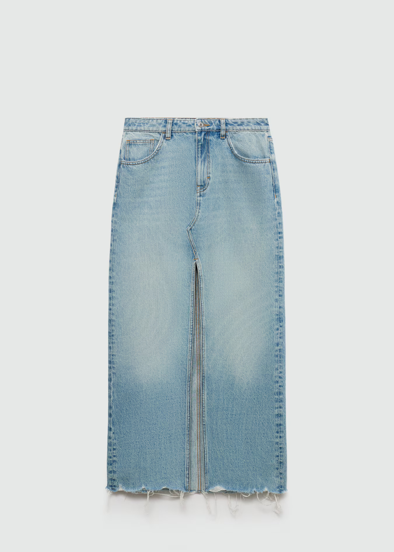 Denim skirt with frayed hem - Women | MANGO USA | Mango (US/MX/AU)
