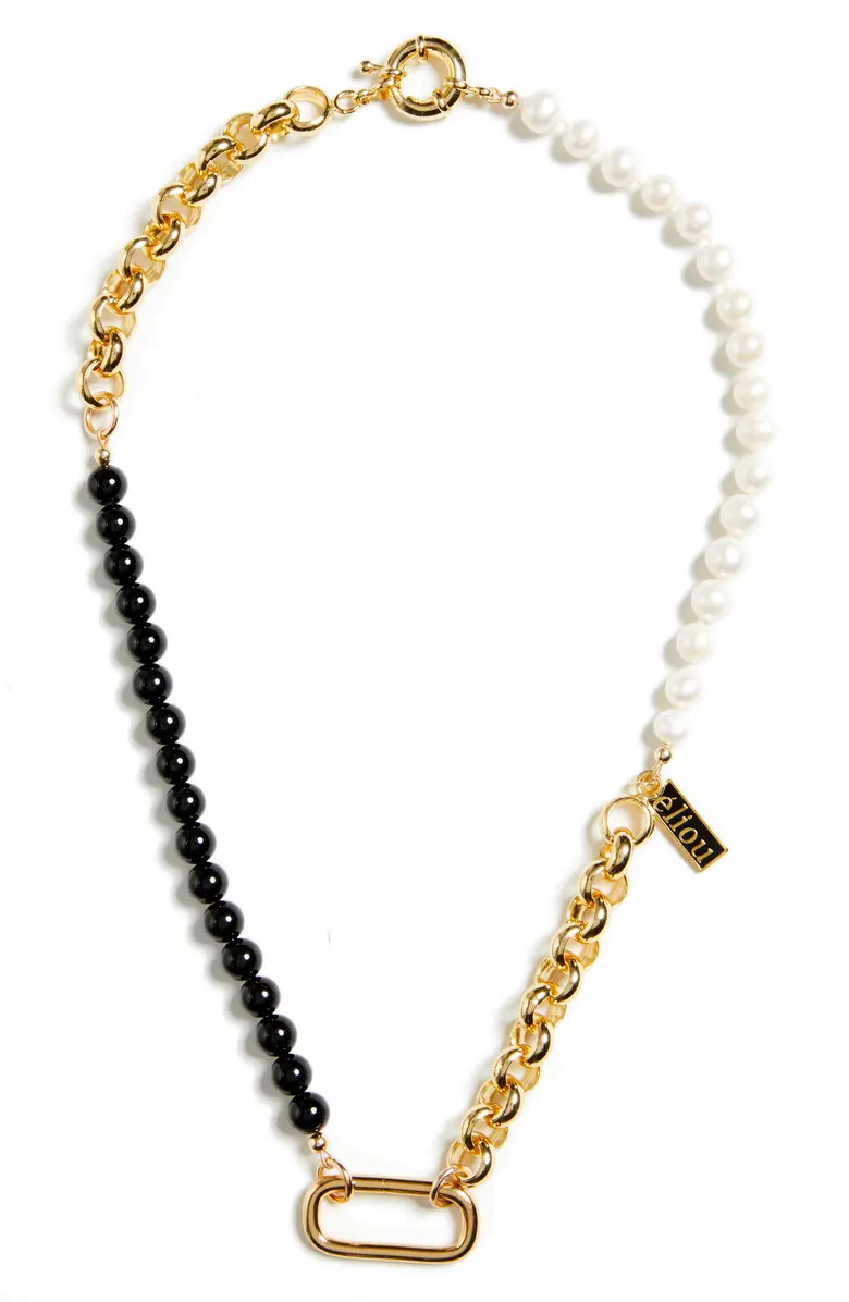 Éliou Abbey Black Onyx, Freshwater Pearl & Chain Necklace | Nordstrom | Nordstrom