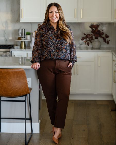 Fall Workwear Outfit

Fit tips: Top size down if in-between, L // Pants tts, 12 but run long, brownstone color

Fall fashion  Fall workwear  Floral blouse  Pumps  Fall colors  Workwear pants

#LTKSeasonal #LTKover40 #LTKmidsize