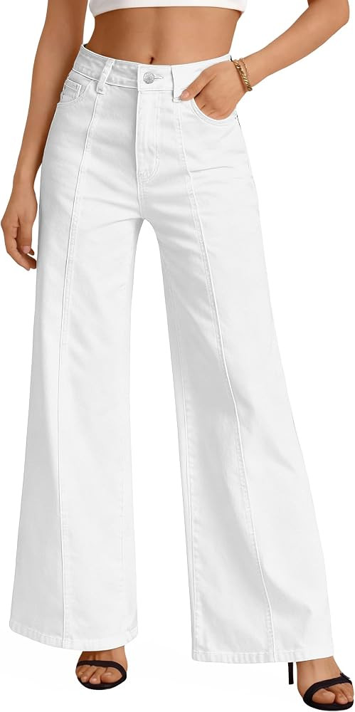 Trendy Queen Women's Wide Leg Baggy Jeans - High Waisted Relaxed Fit Pants, Super Soft Stretch De... | Amazon (US)