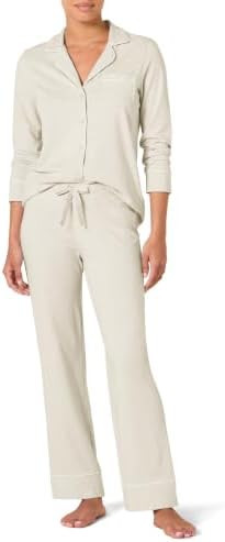 Amazon Essentials Women's Long Sleeve Cotton Modal Pajama Set, Loungewear with Full-Length Bottom | Amazon (US)