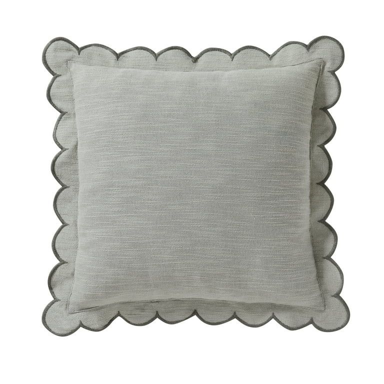 19" x 19" Sage Green Scallop Flange Cotton-Rich Decorate Pillow | Walmart (US)