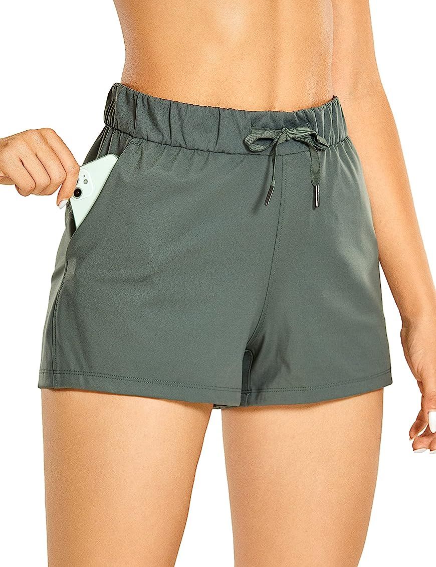 CRZ YOGA Womens 4-Way Stretch Casual Comfy Shorts 2.5" - Workout Athletic Gym Golf Running Hiking Lo | Amazon (US)