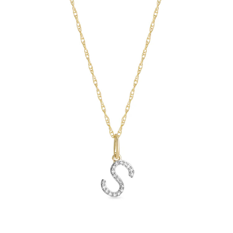 Large Pave Diamond Initial Charm Necklace | Stone & Strand