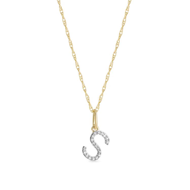 Large Pave Diamond Initial Charm Necklace | Stone & Strand