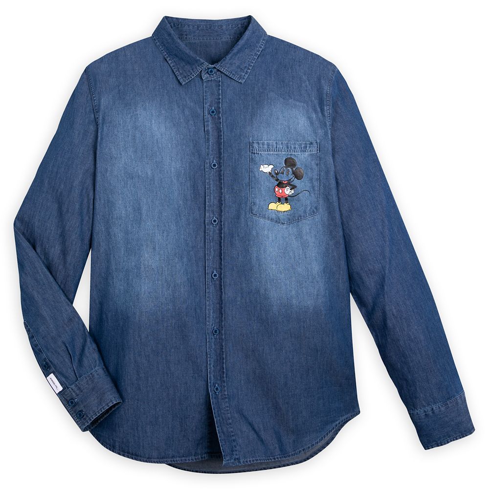 Mickey Mouse and Pluto Woven Chambray Shirt for Men by Our Universe | Disney Store