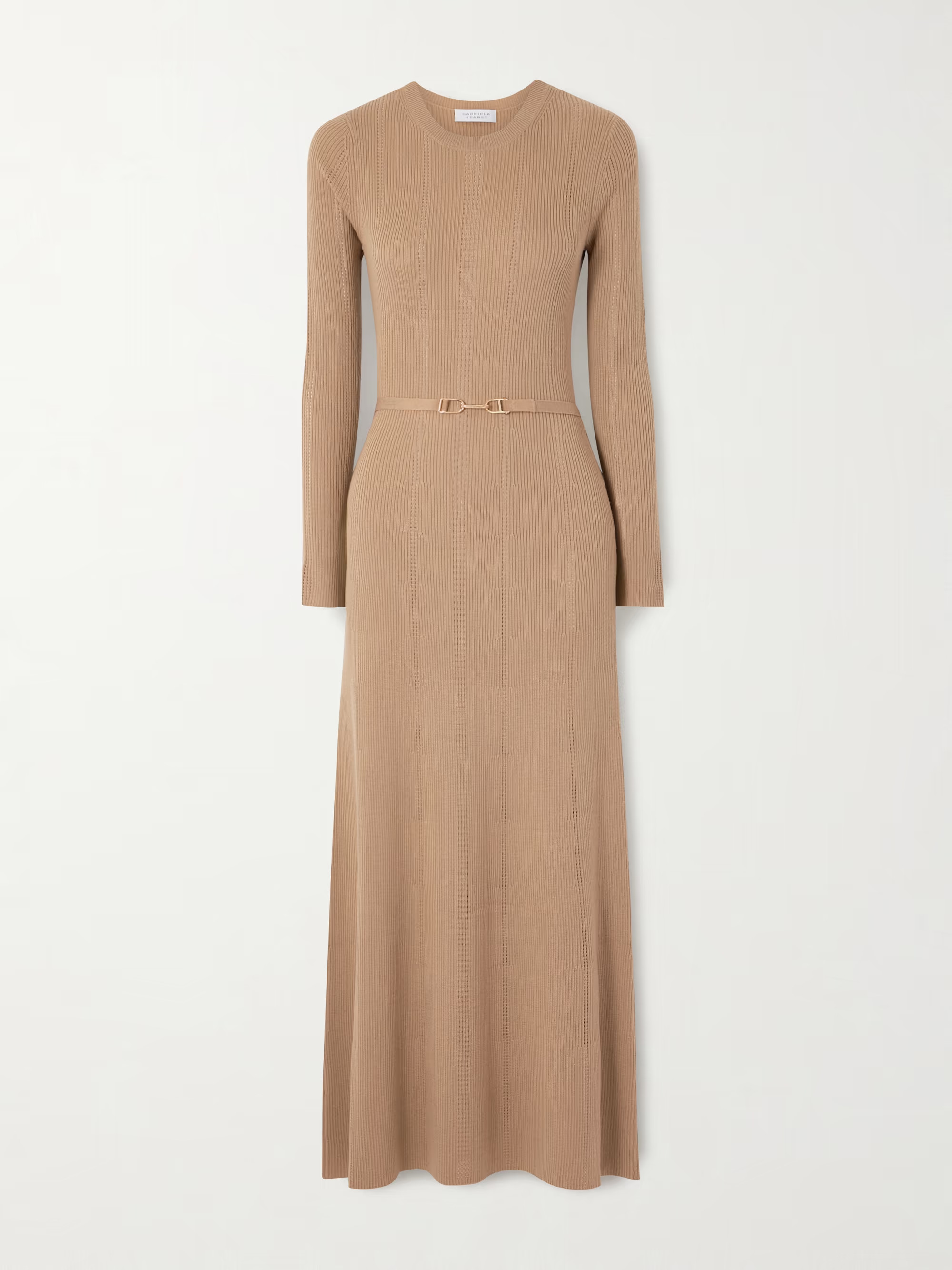 Imagene belted ribbed pointelle-knit wool midi dress | NET-A-PORTER (UK & EU)